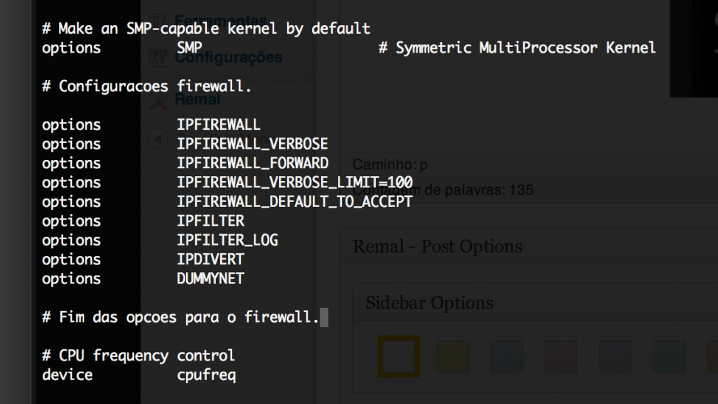 Regras do firewall IPFW ao Kernel FreeBSD